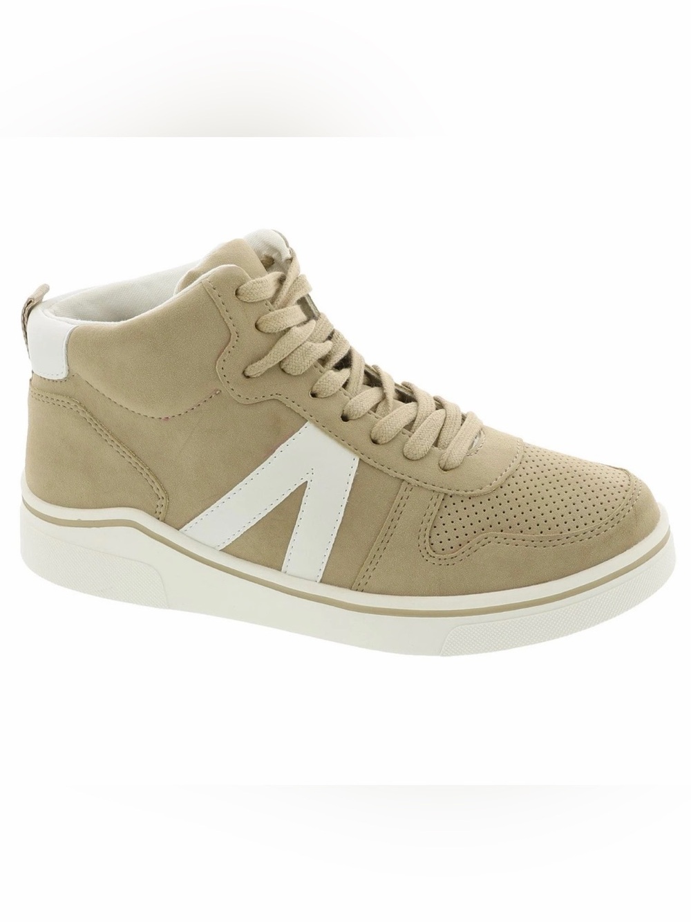 MIA High-Top Casual Sneakers in Beige with White Accent